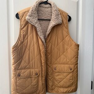Tan Quilted Vest with Sherpa Lining